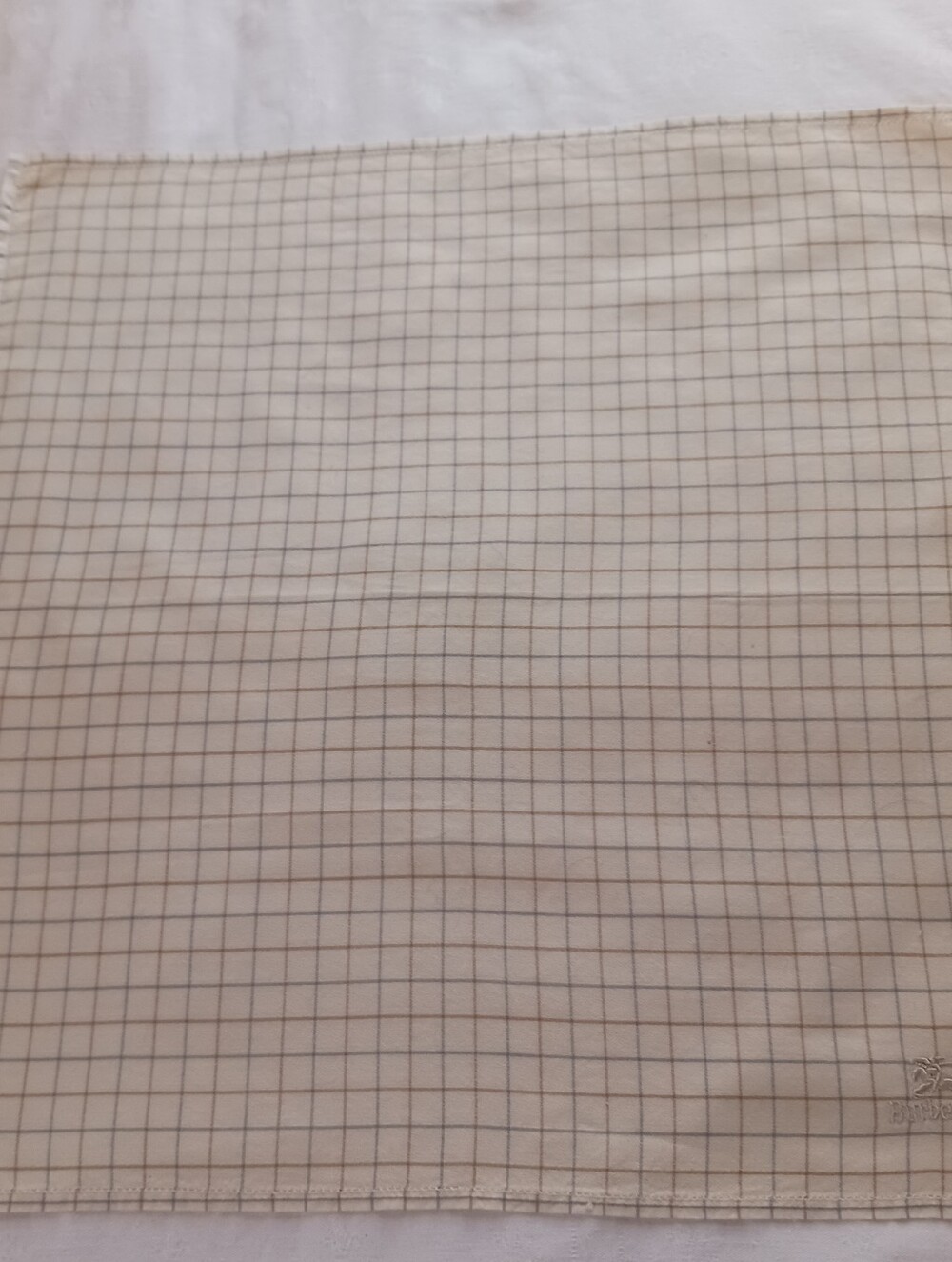 Vintage Burberry Neutral Checked Design handkerchief.  18 Inch Square